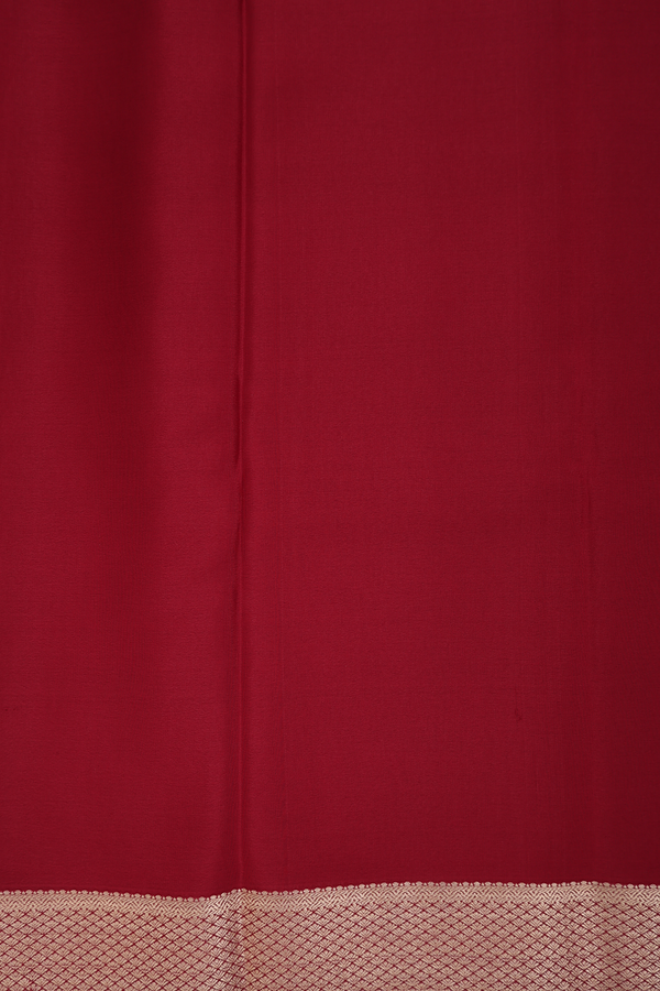 Mysore Silk Saree In Red With Brocade Design