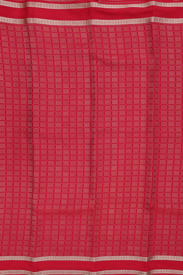 Mysore Silk Saree In Red With Brocade Design