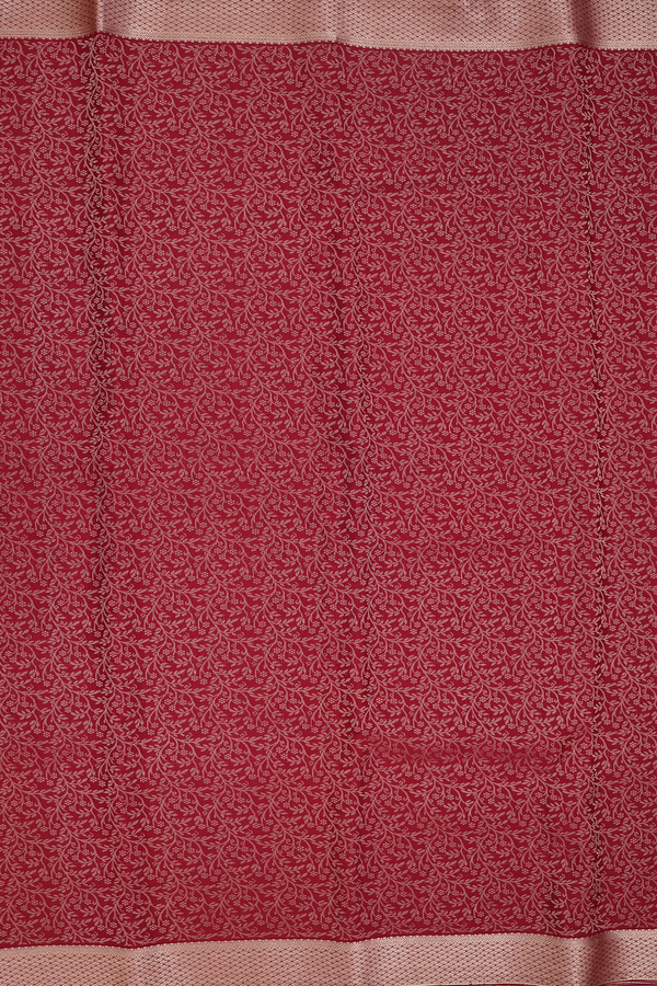 Mysore Silk Saree In Red With Brocade Design
