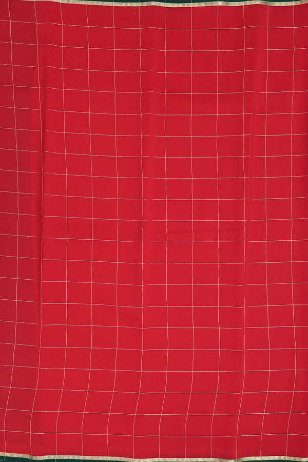 Mysore Silk Saree In Red With Checks Design