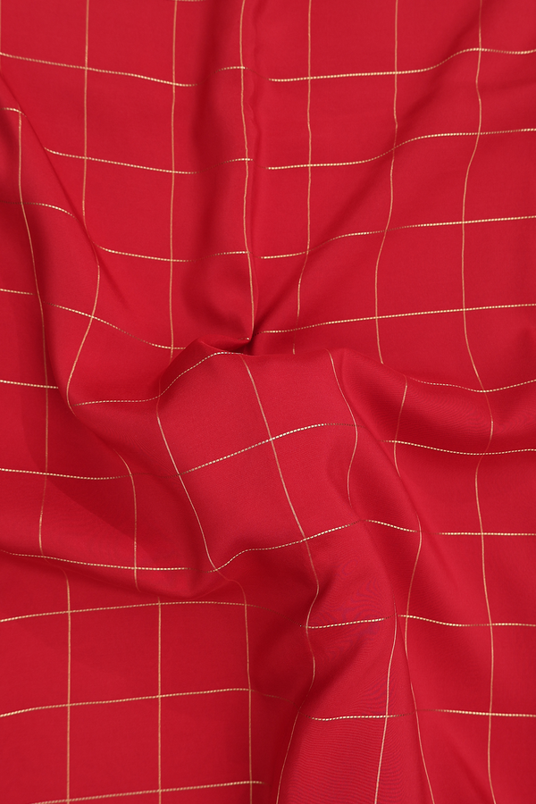 Mysore Silk Saree In Red With Checks Design