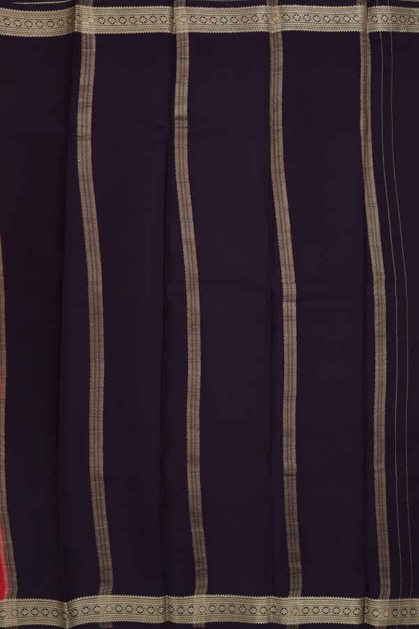 Mysore Silk Saree In Scarlet Red With Contrast Border