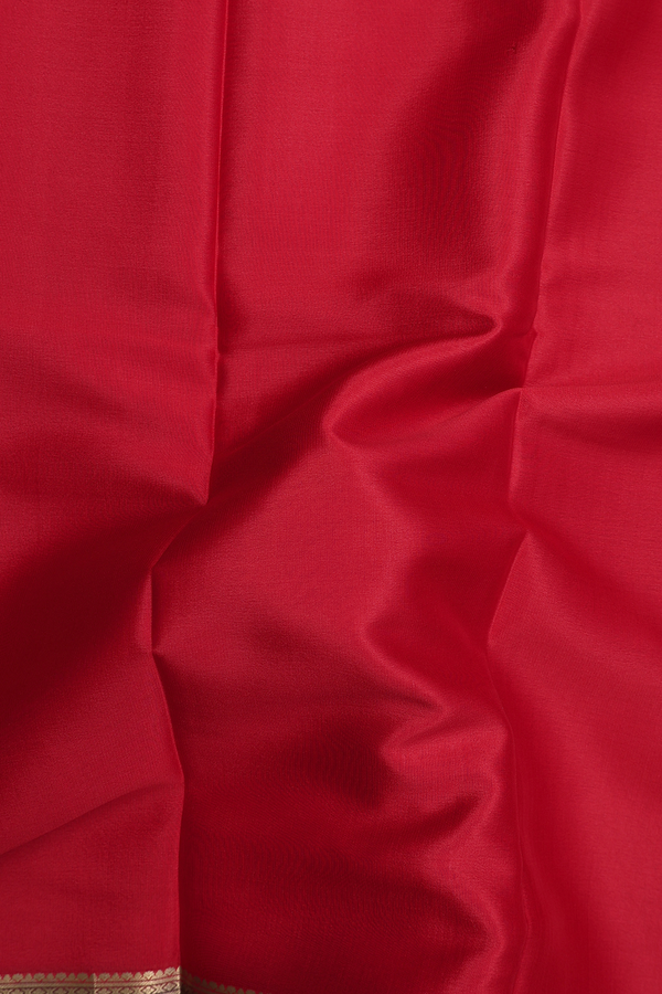 Mysore Silk Saree In Red With Contrast Border