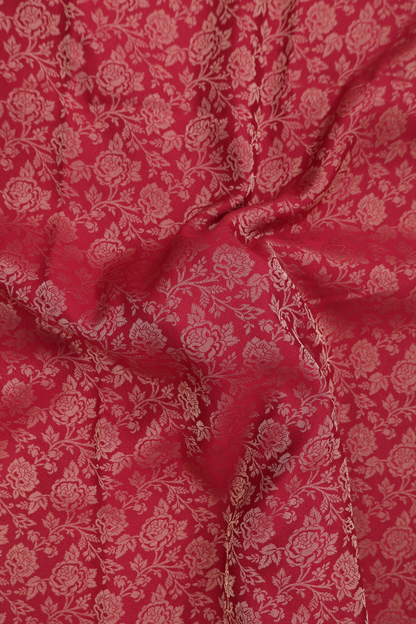 Mysore Silk Saree In Red With Floral Design