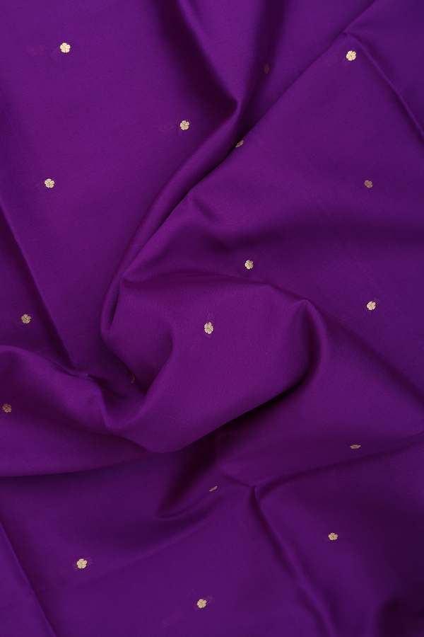 Mysore Silk Saree In Regal Purple With Floral Buttis