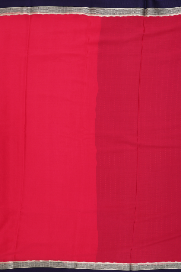 Mysore Silk Saree In Rose Red With Contrast Border