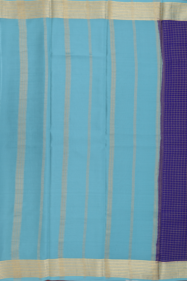 Mysore Silk Saree In Royal Blue With Checks Design