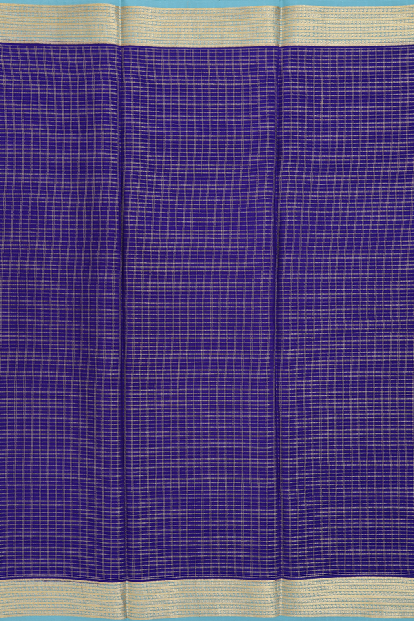 Mysore Silk Saree In Royal Blue With Checks Design