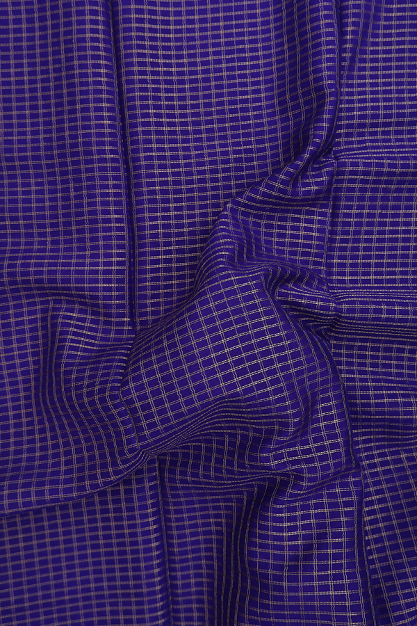 Mysore Silk Saree In Royal Blue With Checks Design