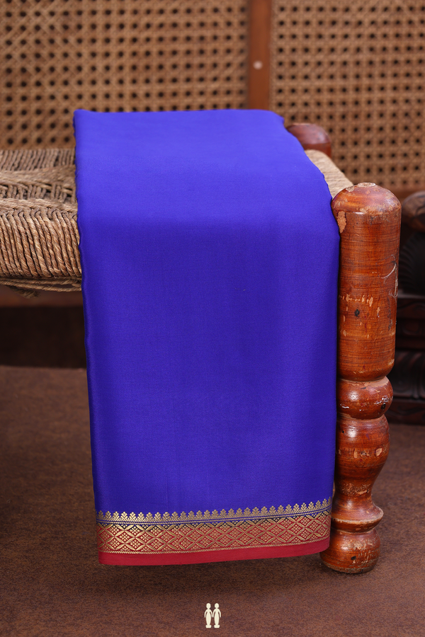 Mysore Silk Saree In Royal Blue With Contrast Border