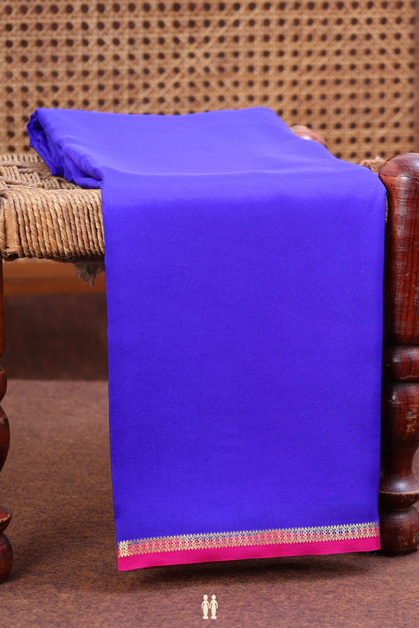Mysore Silk Saree In Royal Blue With Contrast Border