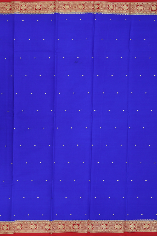 Mysore Silk Saree In Royal Blue With Floral Buttis