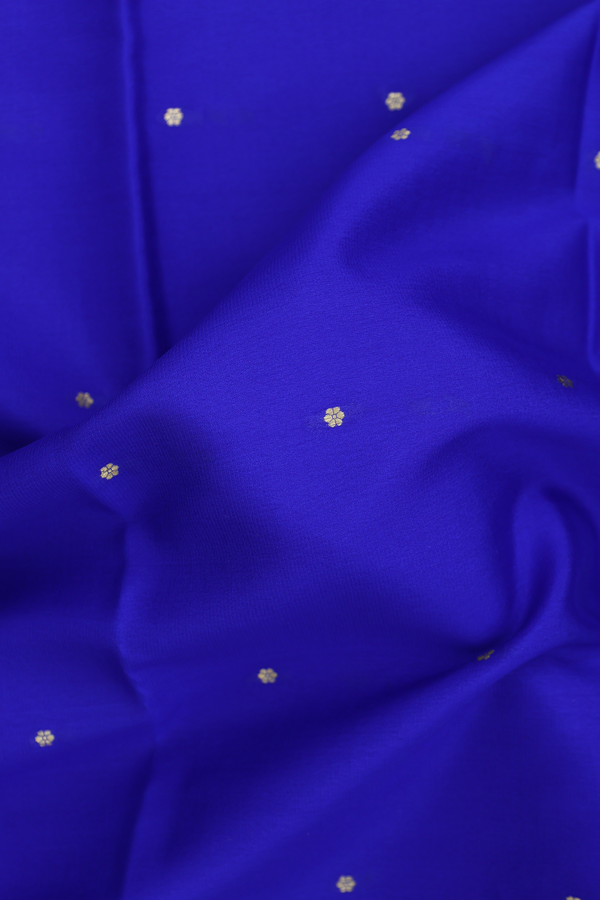 Mysore Silk Saree In Royal Blue With Floral Buttis