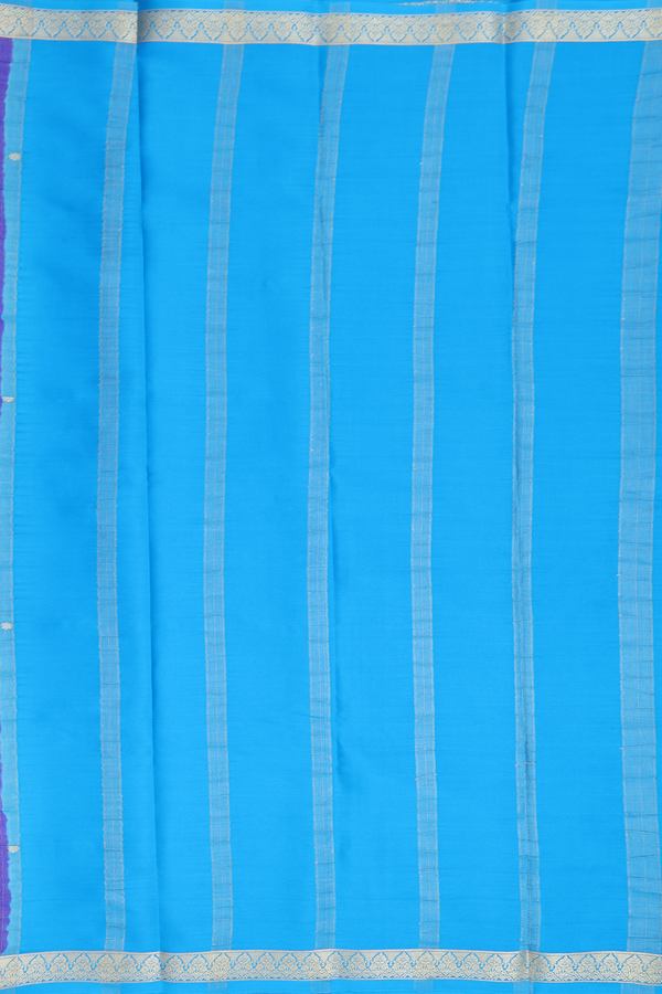 Mysore Silk Saree In Indigo Blue With Floral Buttis