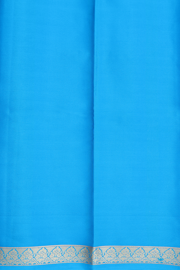 Mysore Silk Saree In Indigo Blue With Floral Buttis