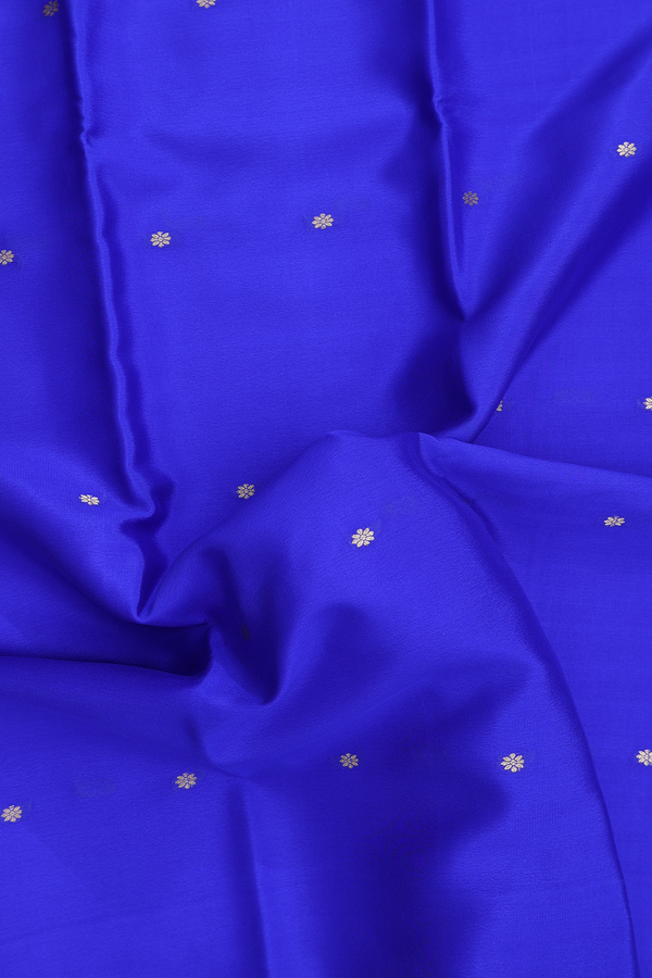 Mysore Silk Saree In Indigo Blue With Floral Buttis