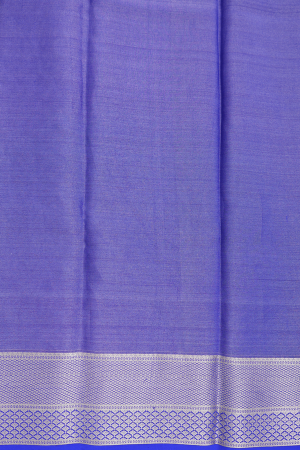 Mysore Silk Saree In Royal Blue With Floral Design