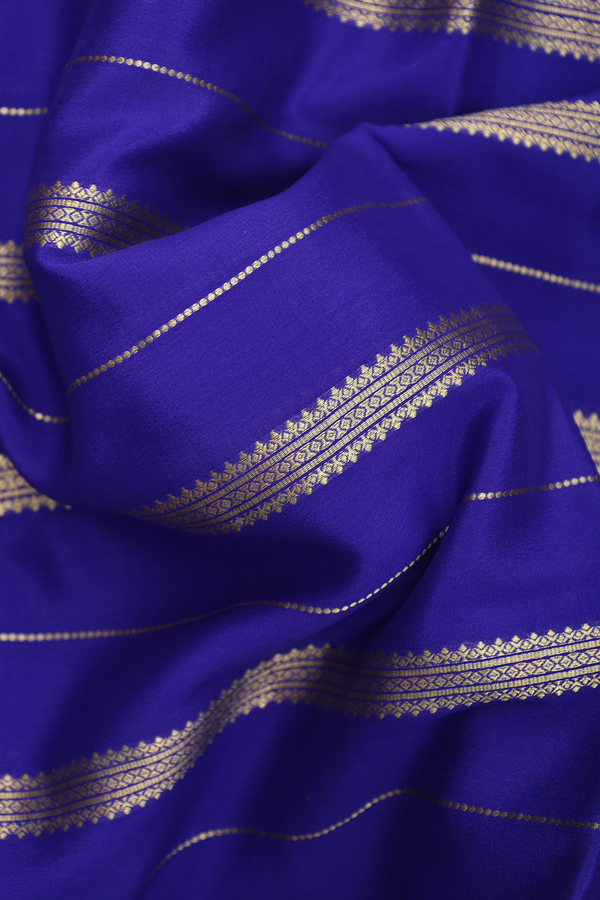 Mysore Silk Saree In Royal Blue With Stripes Design