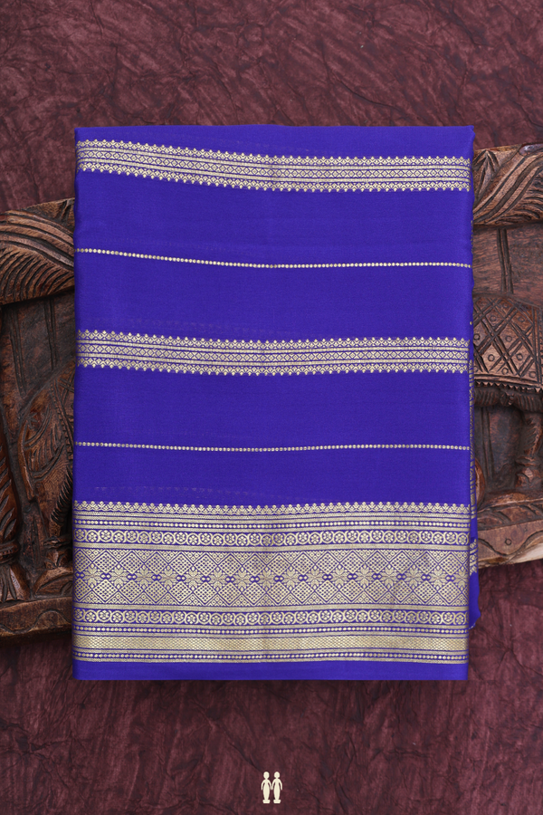 Mysore Silk Saree In Royal Blue With Stripes Design