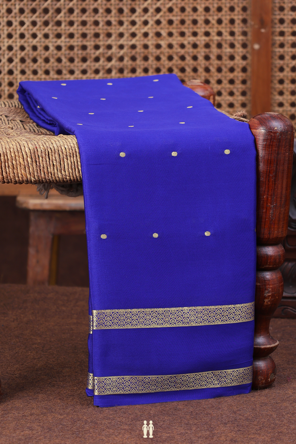 Mysore Silk Saree In Royal Blue With Zari Buttas