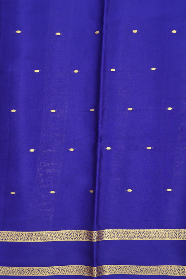Mysore Silk Saree In Royal Blue With Zari Buttas