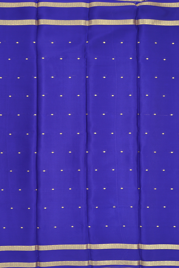 Mysore Silk Saree In Royal Blue With Zari Buttas