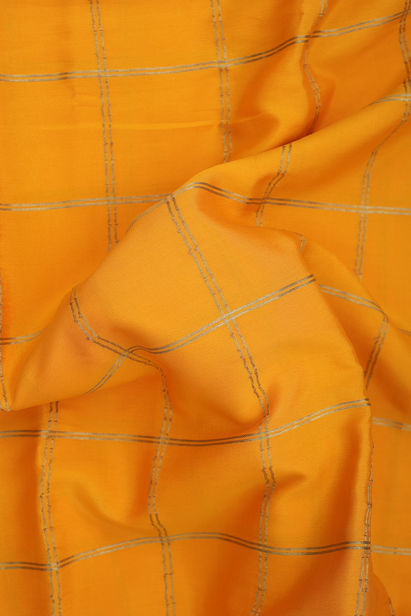 Mysore Silk Saree In Royal Orange With Checks Design