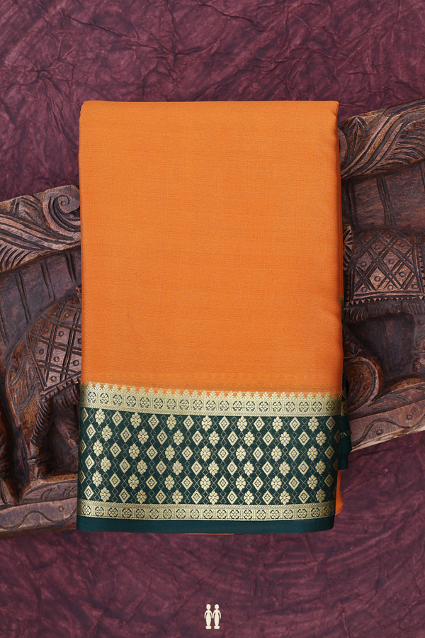 Mysore Silk Saree In Royal Orange With Contrast Border