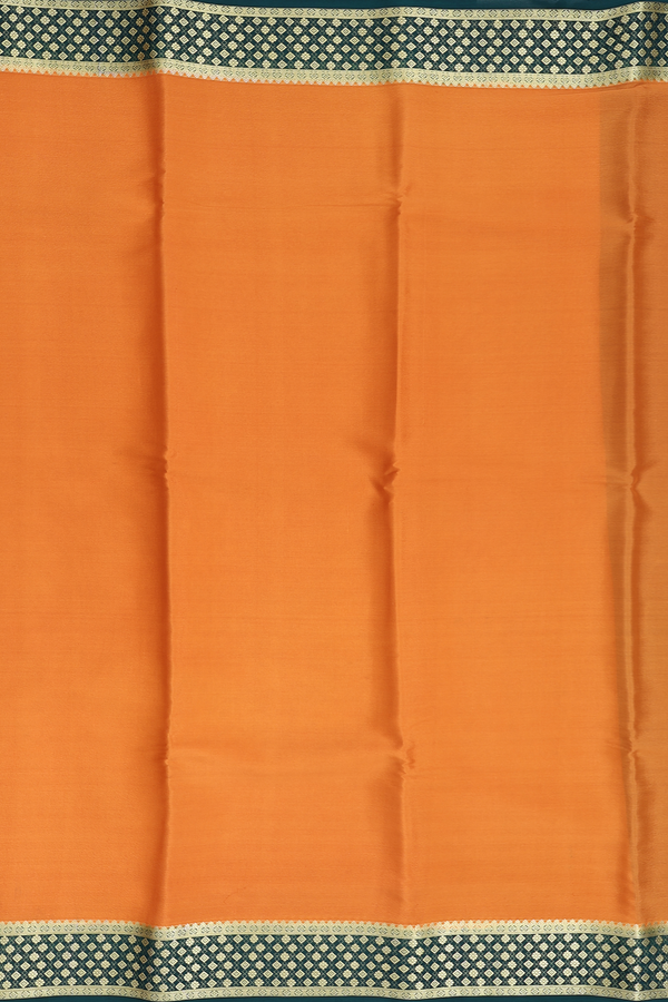 Mysore Silk Saree In Royal Orange With Contrast Border