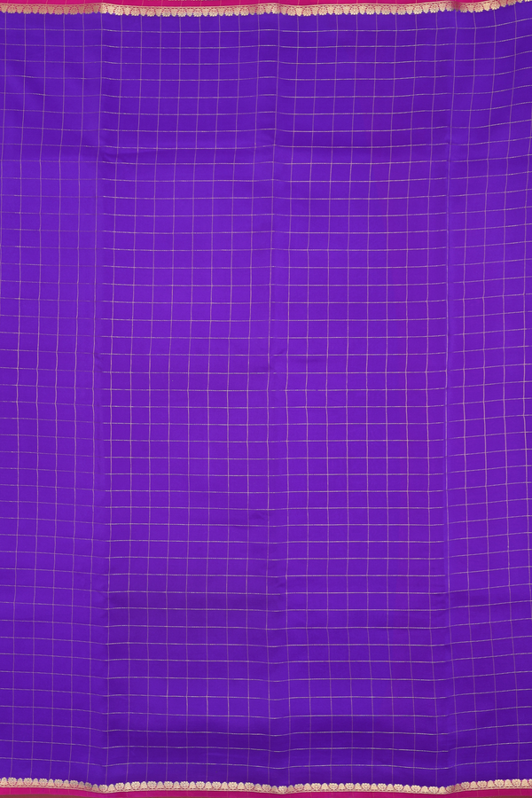 Mysore Silk Saree In Royal Purple With Checks Design