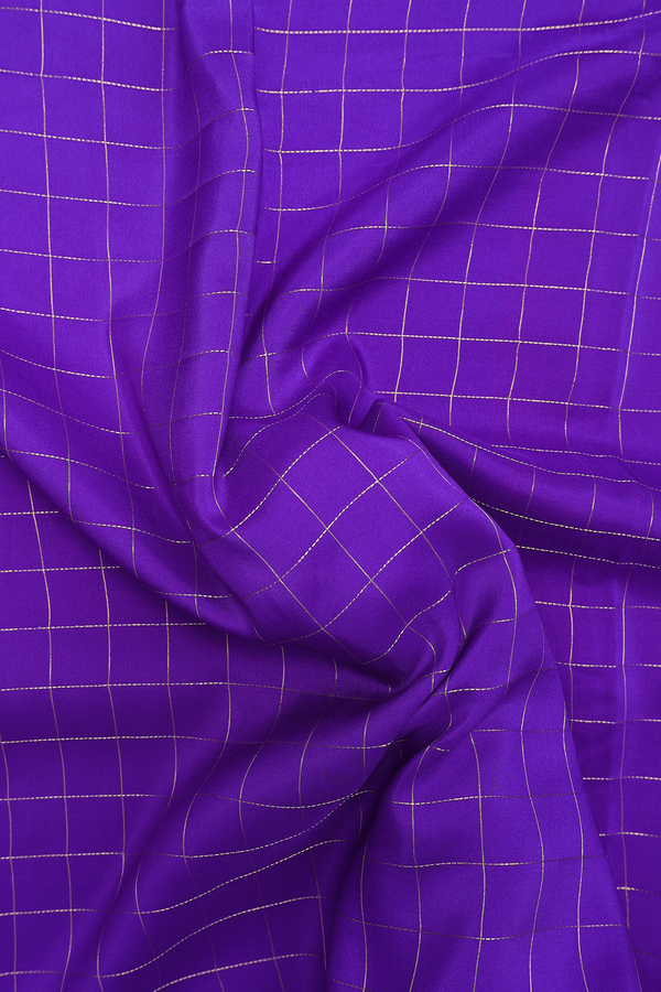Mysore Silk Saree In Royal Purple With Checks Design