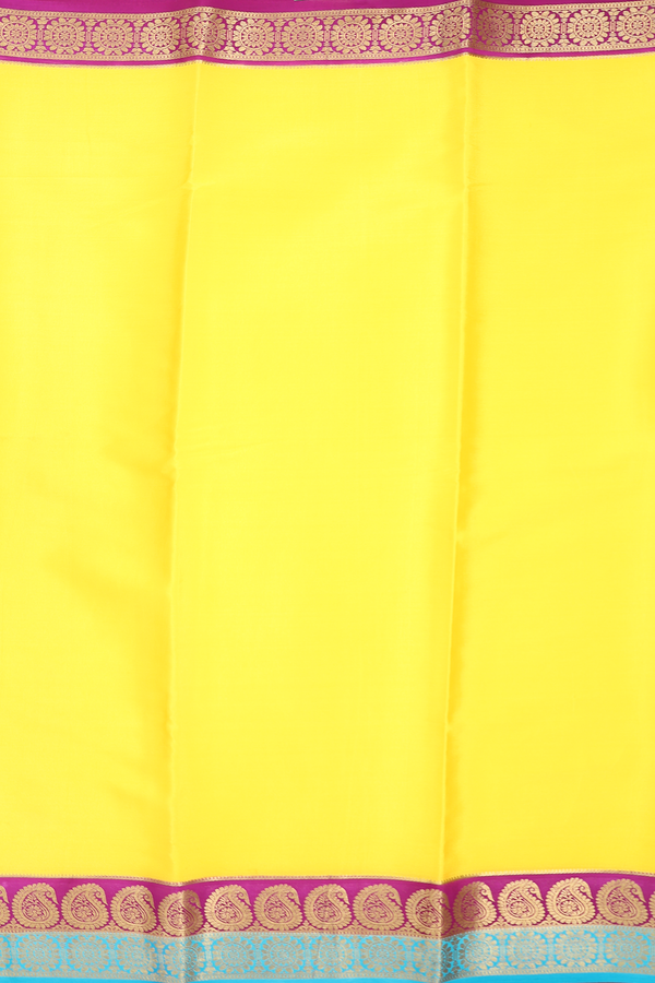 Mysore Silk Saree In Royal Yellow With Contrast Border
