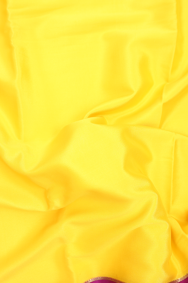 Mysore Silk Saree In Royal Yellow With Contrast Border