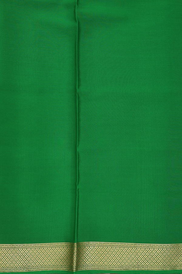 Mysore Silk Saree In Ruby Red With Contrast Border