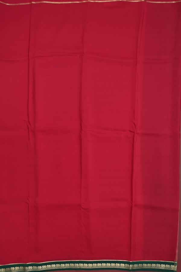 Mysore Silk Saree In Ruby Red With Contrast Border