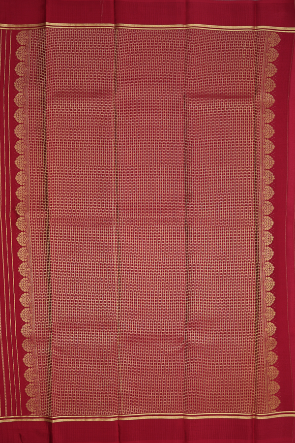 Mysore Silk Saree In Ruby Red With Stripes Design