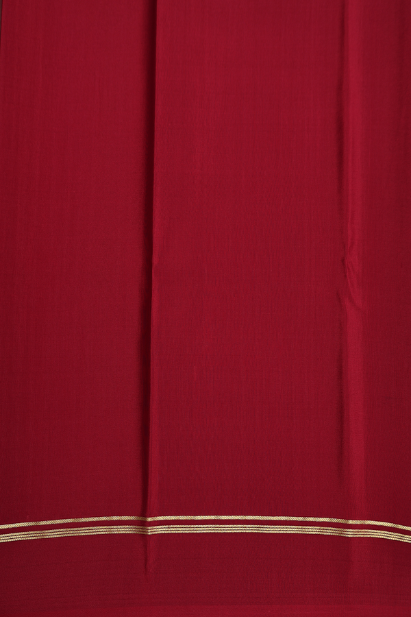 Mysore Silk Saree In Ruby Red With Stripes Design