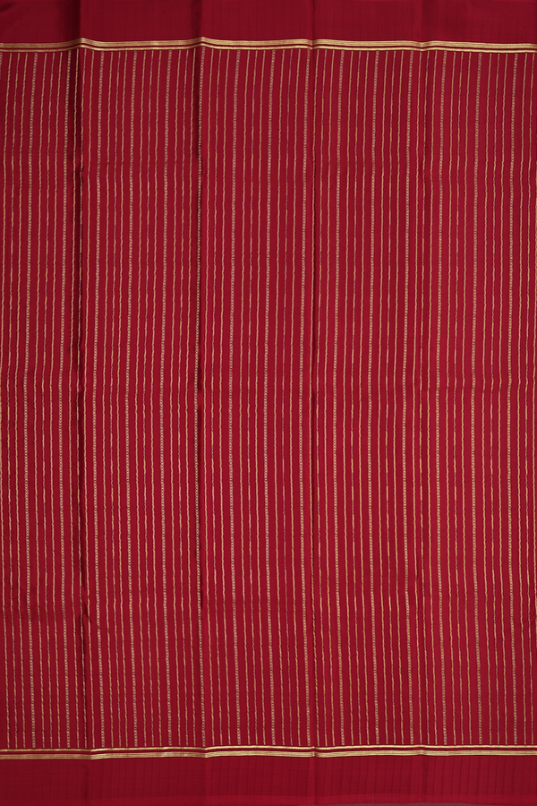 Mysore Silk Saree In Ruby Red With Stripes Design