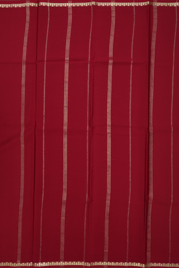 Mysore Silk Saree In Ruby Red With Zari Border