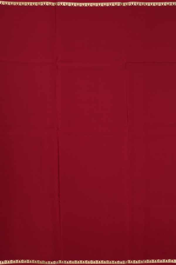 Mysore Silk Saree In Ruby Red With Zari Border