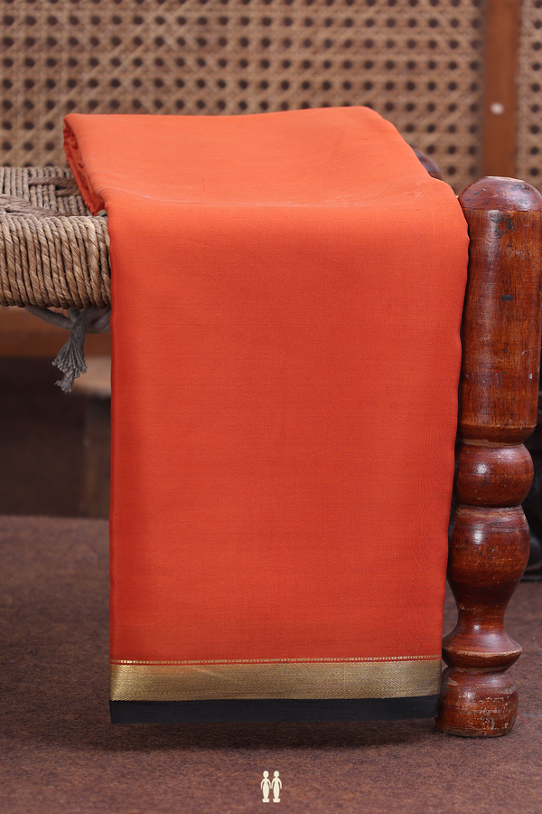 Mysore Silk Saree In Rust Orange With Twill Weave Border