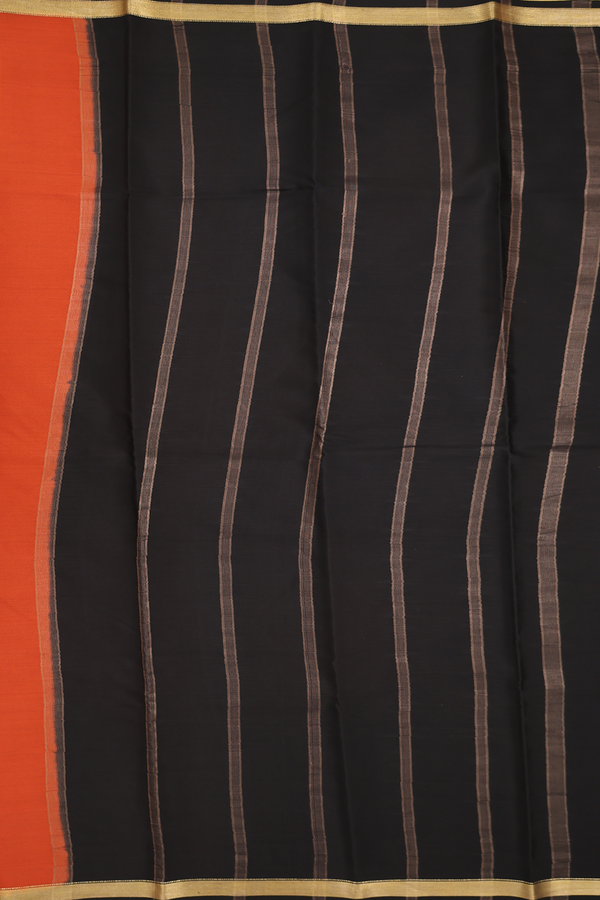 Mysore Silk Saree In Rust Orange With Twill Weave Border