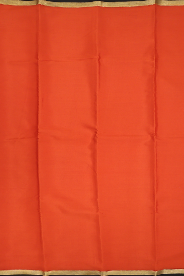 Mysore Silk Saree In Rust Orange With Twill Weave Border
