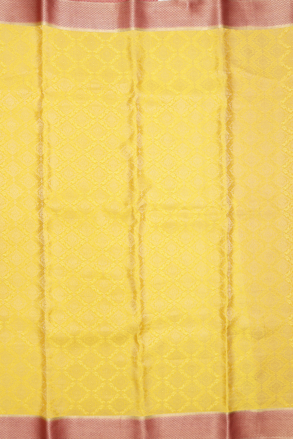Mysore Silk Saree In Saffron Yellow With Brocade Design