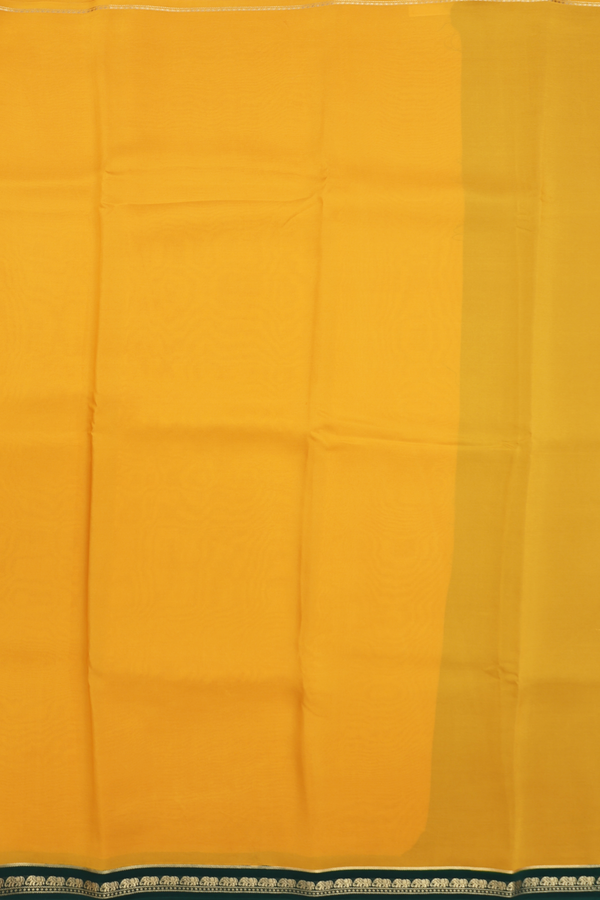 Mysore Silk Saree In Saffron Yellow With Contrast Border
