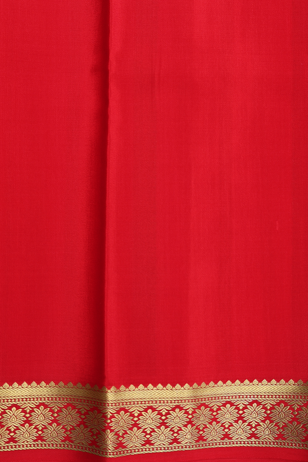 Mysore Silk Saree In Scarlet Red With Checks Design