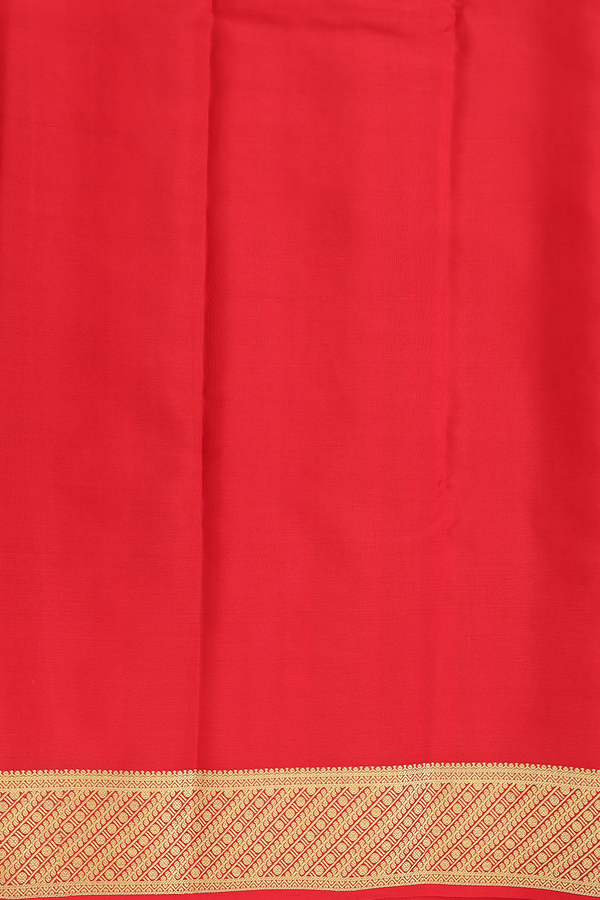 Mysore Silk Saree In Scarlet Red With Checks Design