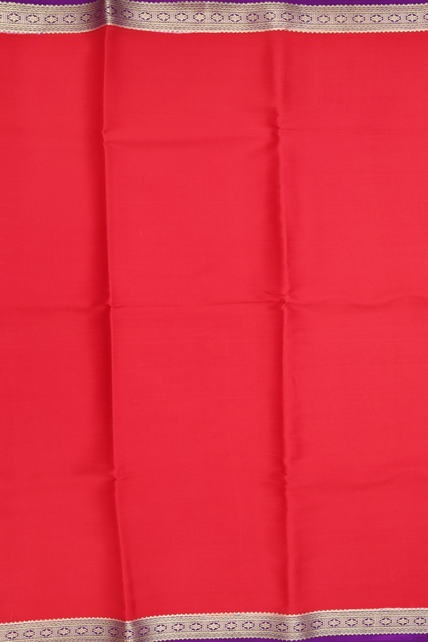 Mysore Silk Saree In Scarlet Red With Contrast Border