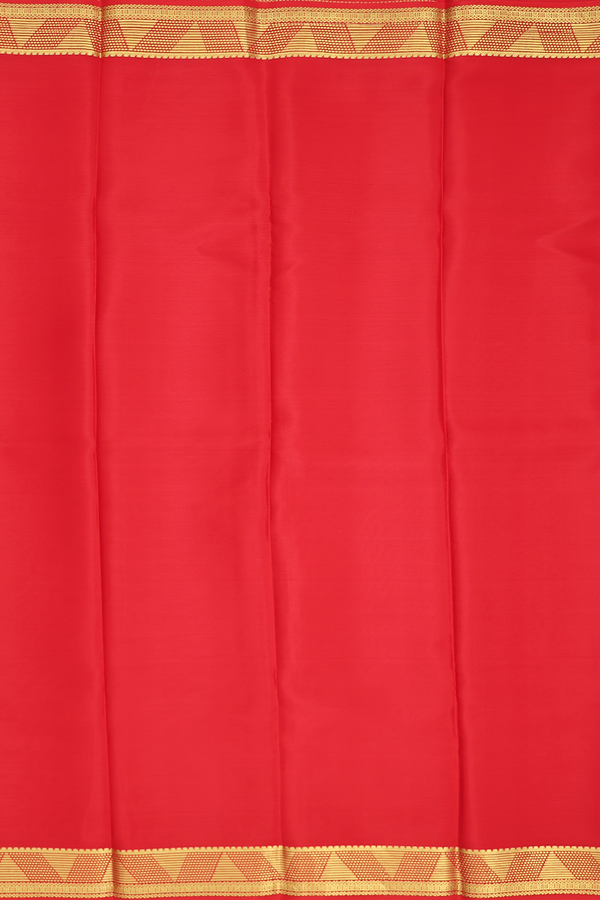 Mysore Silk Saree In Scarlet Red With Contrast Border