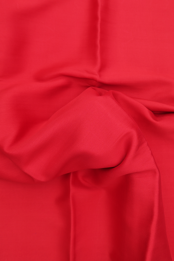 Mysore Silk Saree In Scarlet Red With Contrast Border